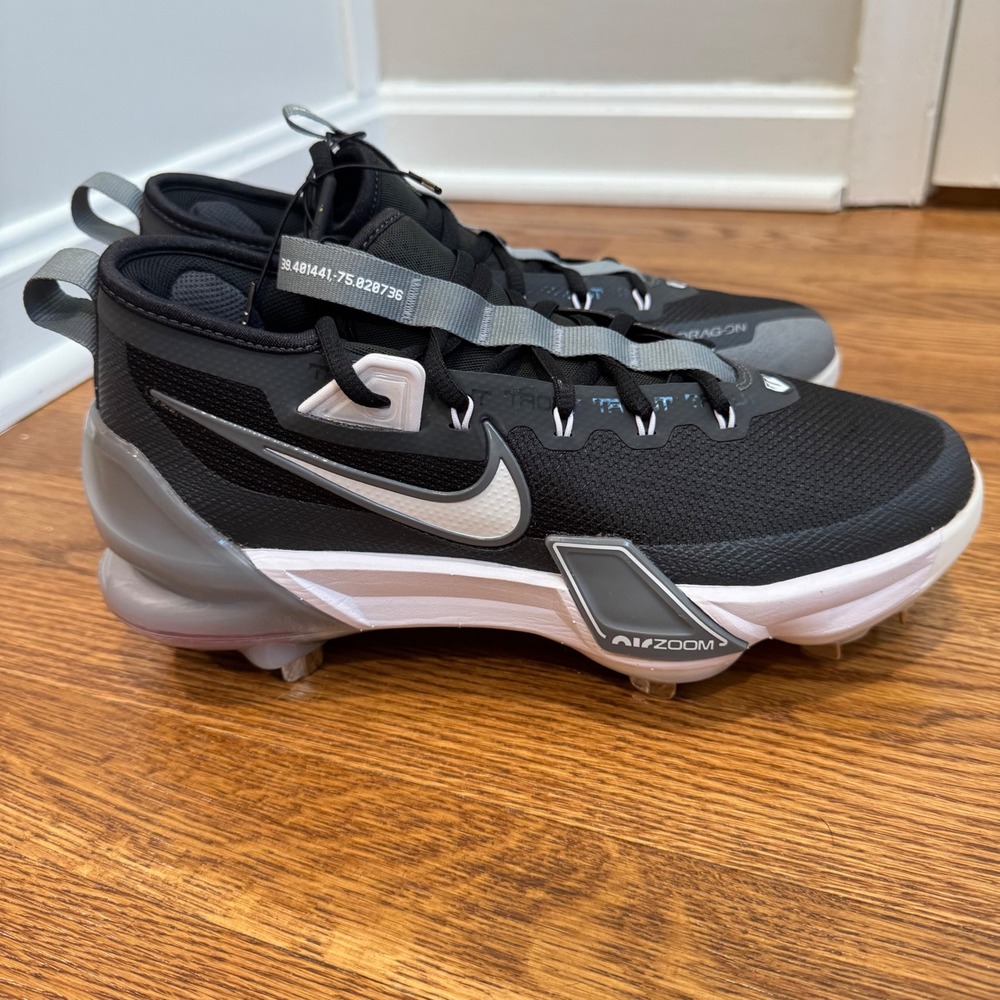 Nike Force Zoom Trout 9 Dragon Black Gray Baseball Cleats FB2906-001, Men's 7.5